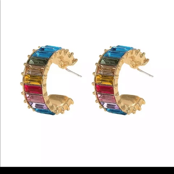 • Blythe • Bauble Bar Style Pave Crystal Hoop - Picture 2 of 2